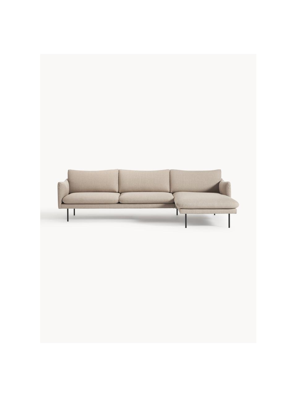 Ecksofa Moby, Bezug: Polyester Der hochwertige, Gestell: Massives Kiefernholz, Bir, Webstoff Beige, B 280 x T 160 cm, Eckteil links