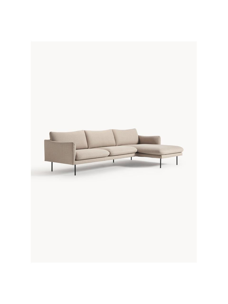 Ecksofa Moby, Bezug: Polyester Der hochwertige, Gestell: Massives Kiefernholz, Bir, Webstoff Beige, B 280 x T 160 cm, Eckteil links