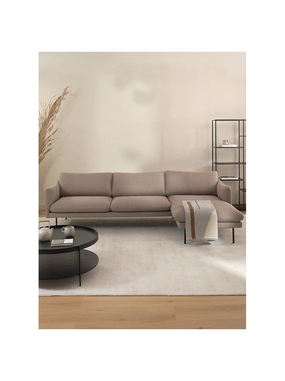 Ecksofa Moby, Bezug: Polyester Der hochwertige, Gestell: Massives Kiefernholz, Bir, Füße: Metall, pulverbeschichtet, Webstoff Beige, B 280 x T 160 cm, Eckteil links