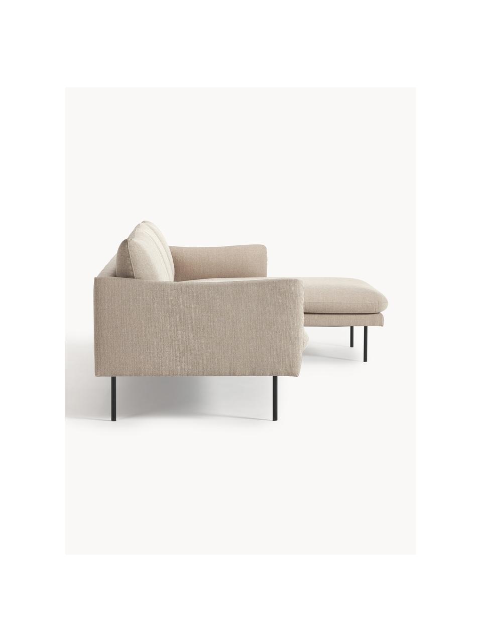 Ecksofa Moby, Bezug: Polyester Der hochwertige, Gestell: Massives Kiefernholz, Bir, Füße: Metall, pulverbeschichtet, Webstoff Beige, B 280 x T 160 cm, Eckteil rechts