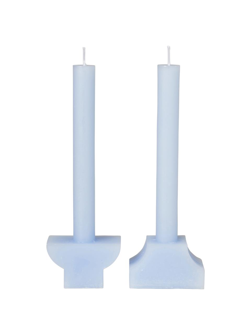 Set de velas Pilas, 2 uds., Cera, Azul claro, An 8 x Al 25 cm