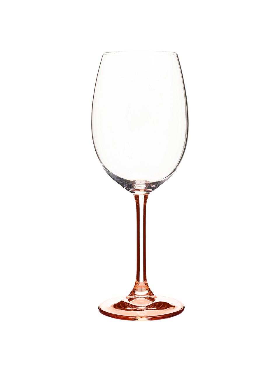 Bicchiere vino rosso con gambo rosa Rose 4 pz, Vetro di cristallo, Rosa trasparente, 450 ml