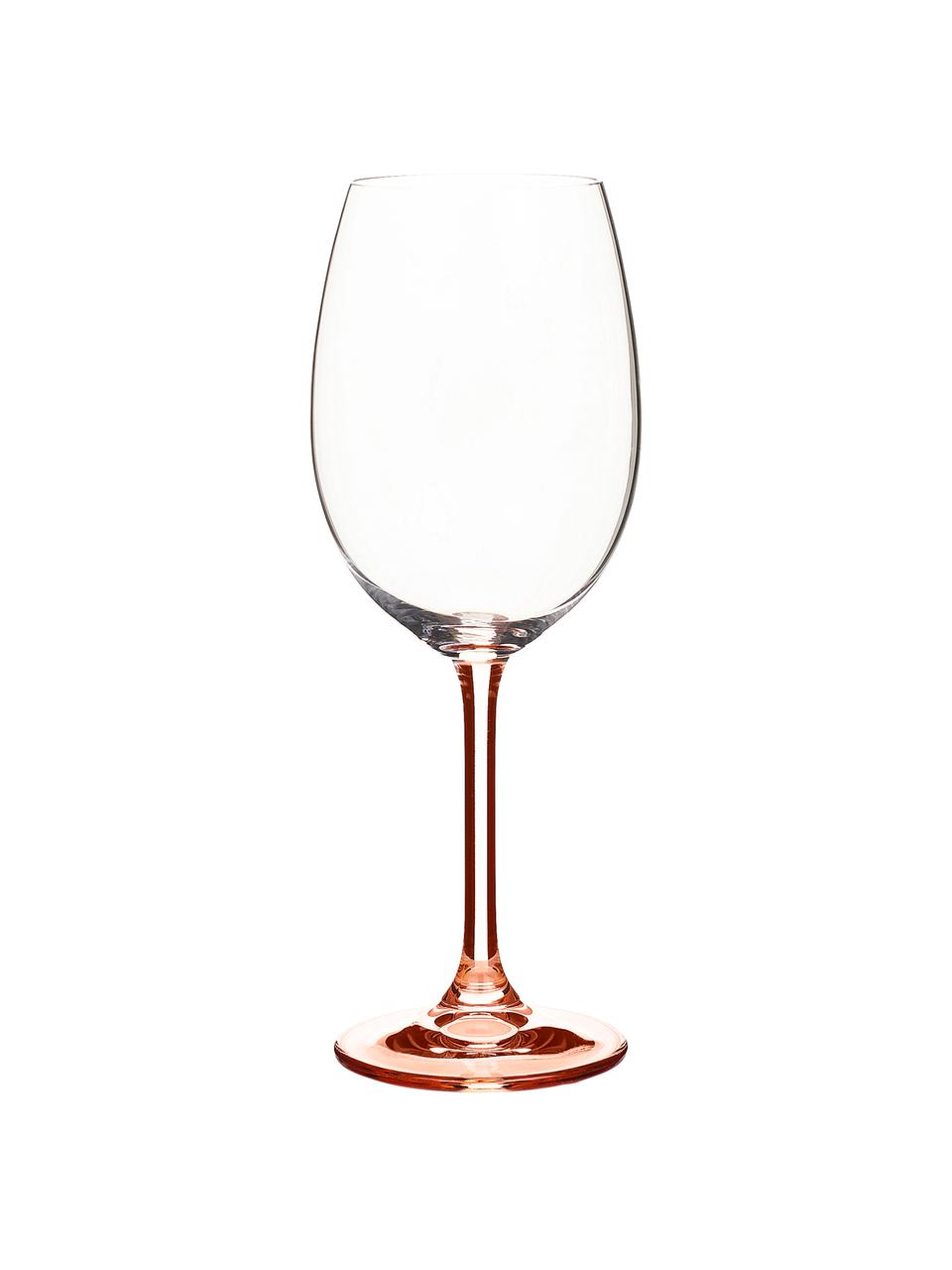 Verres à vin rouge avec pied en teinté Rose, 4 pièces, Transparent, rose