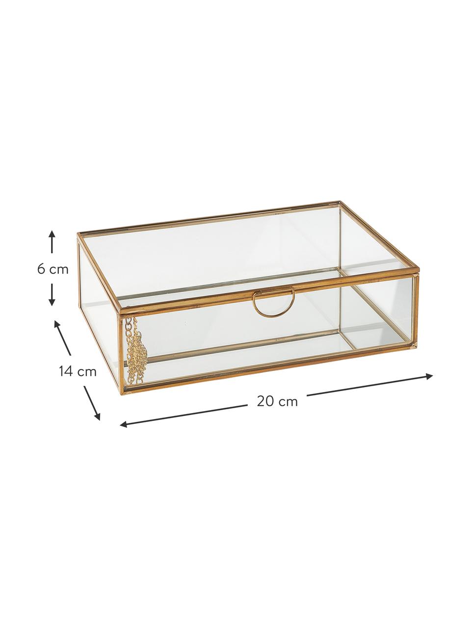 Pudełko do przechowywania ze szkła Lirio, Stelaż: metal powlekany, Transparentny, odcienie mosiądzu, S 20 x G 14 cm