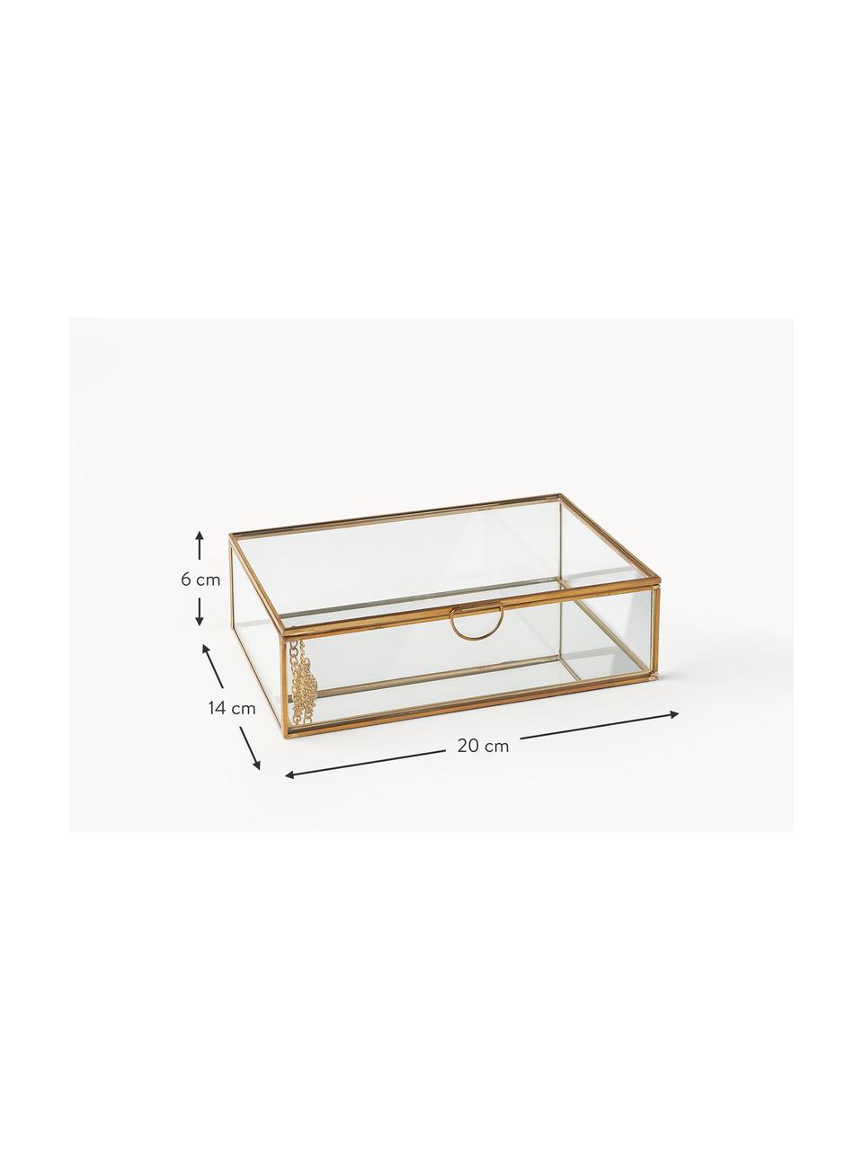 Úložná škatuľa zo skla Lirio, Priehľadná, odtiene zlatej, Š 20 x V 14 cm