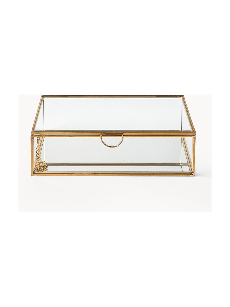 Caja de vidrio Lirio, Transparente, dorado, An 20 x F 14 cm