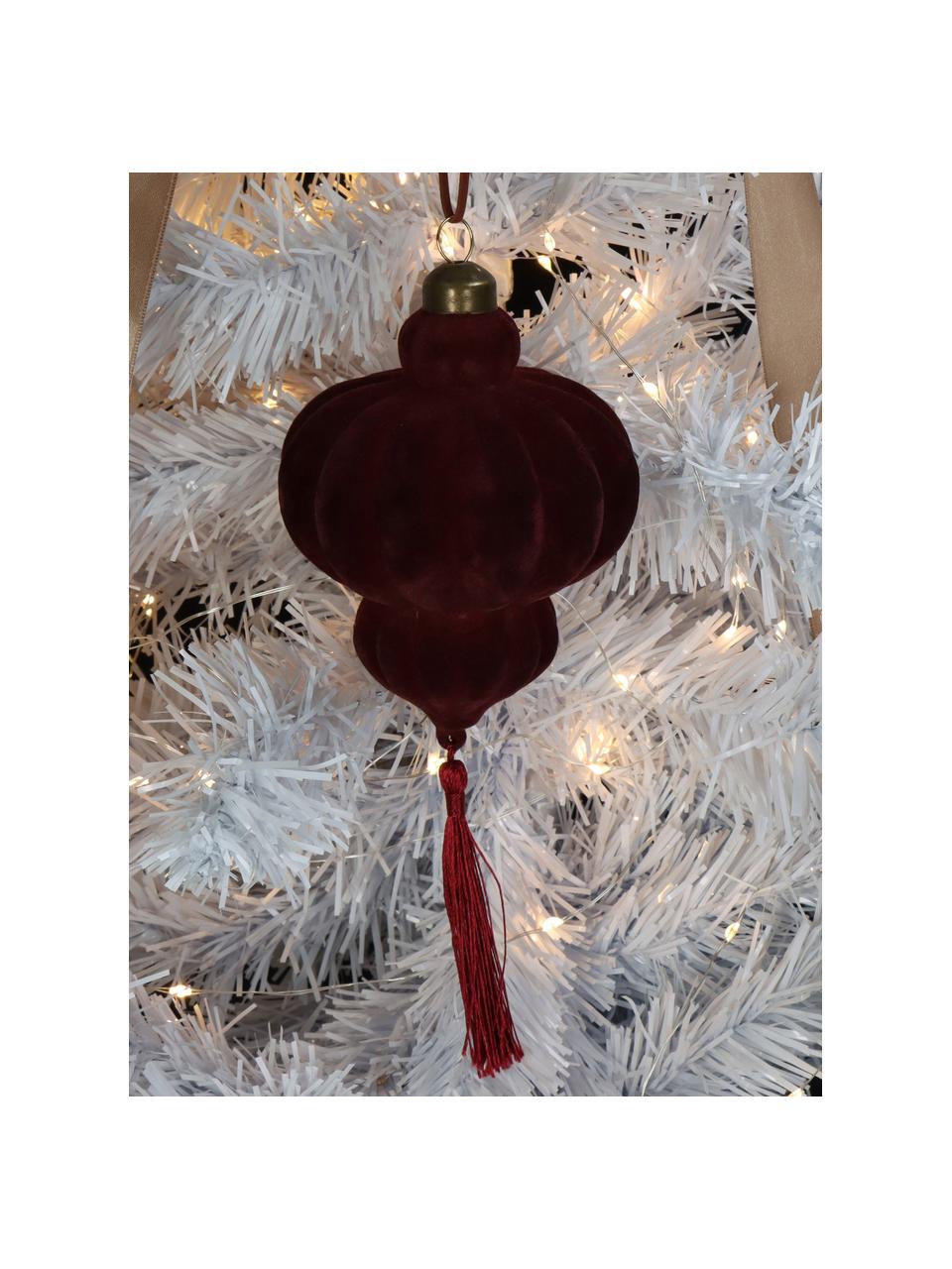 Adorno navideño Burgundo, Terciopelo, Rojo oscuro, Ø 10 x Al 15 cm