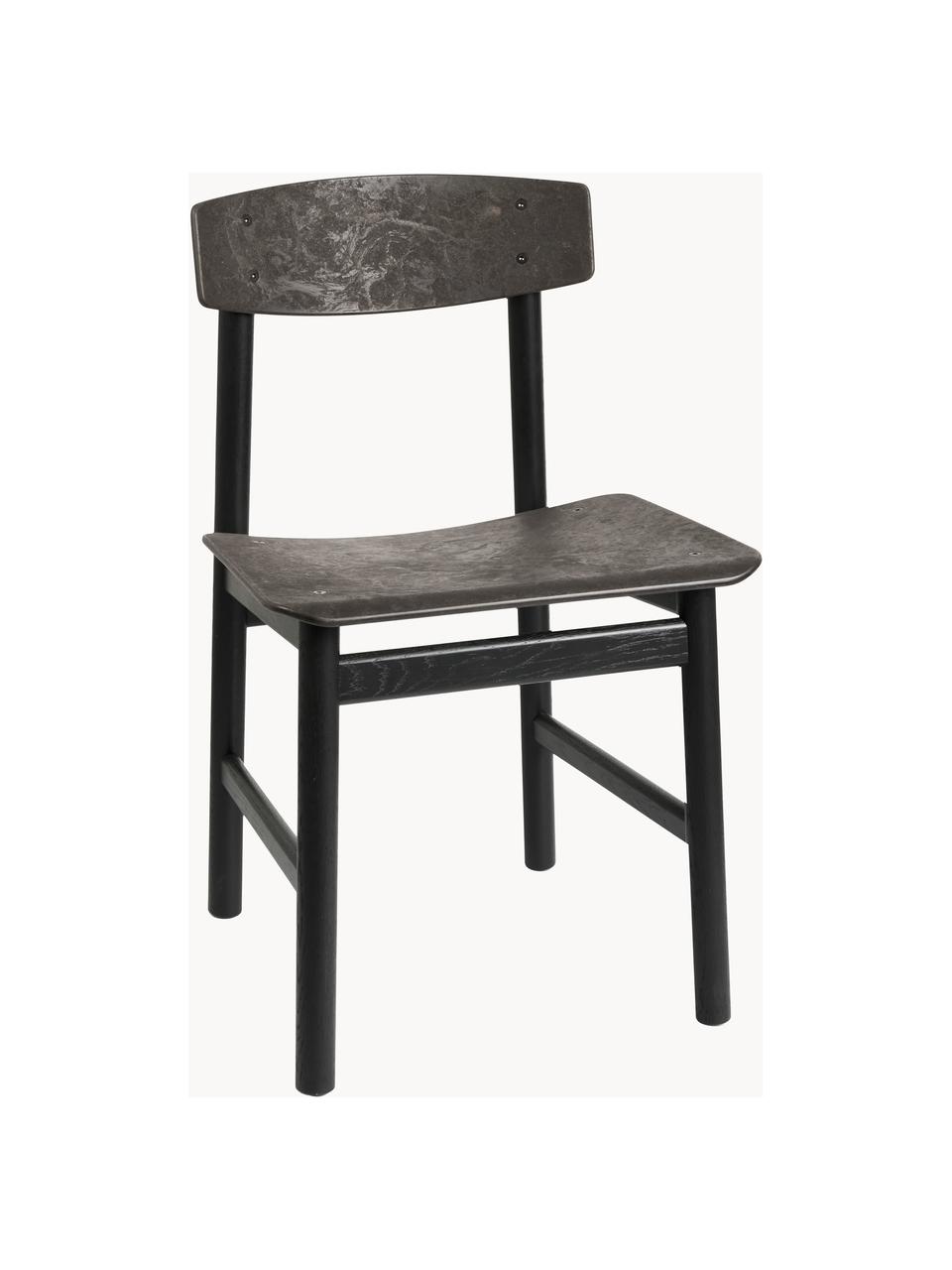 Silla de madera Consciouos, Estructura: madera de roble Este prod, Gris antracita, madera de roble pintada en negro, An 47 x F 47 cm