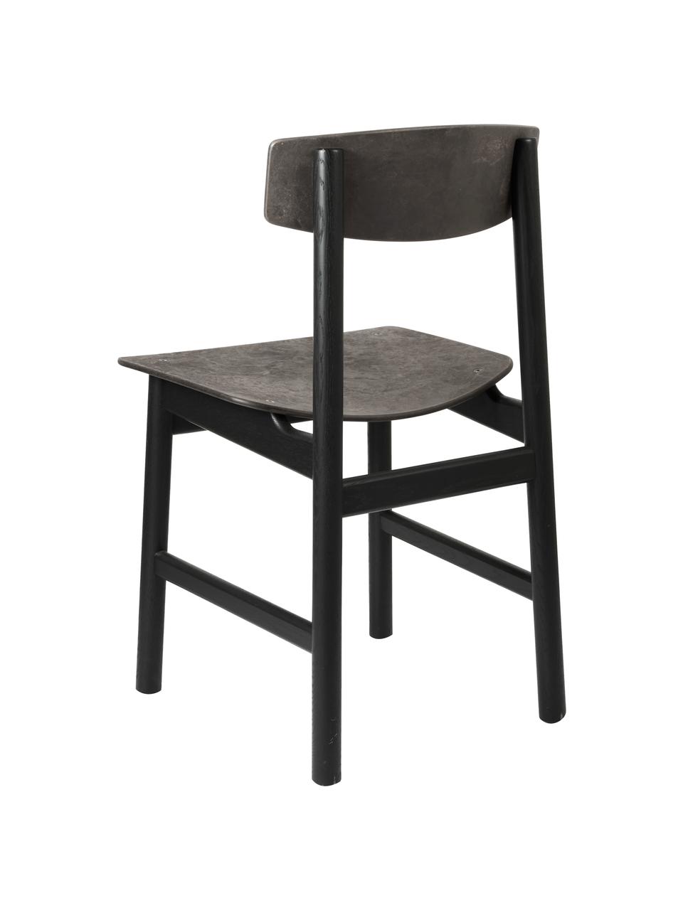 Chaise en bois artisanale Consciouos, Anthracite, noir, larg. 47 x prof. 47 cm
