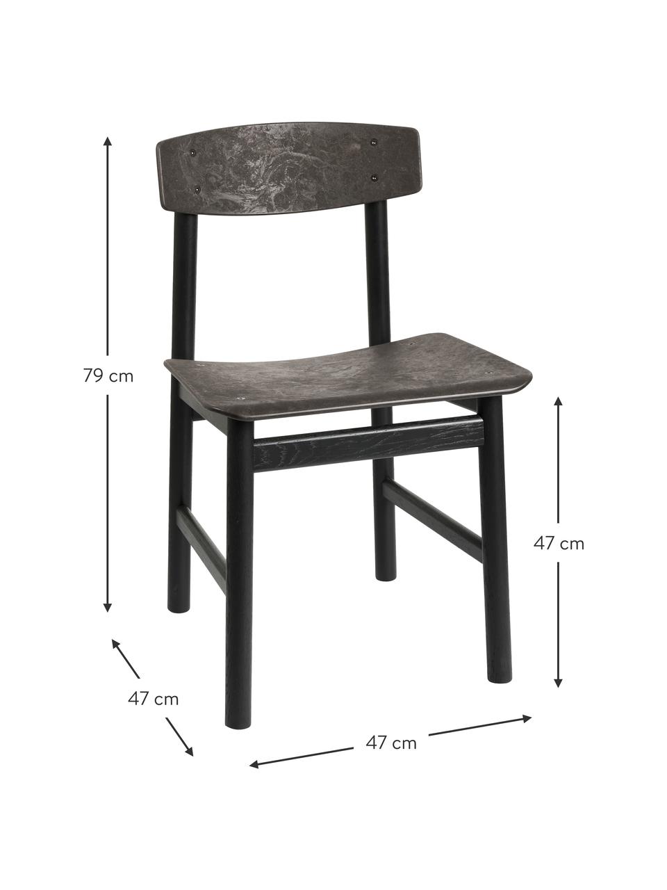 Chaise en bois artisanale Consciouos, Anthracite, noir, larg. 47 x prof. 47 cm