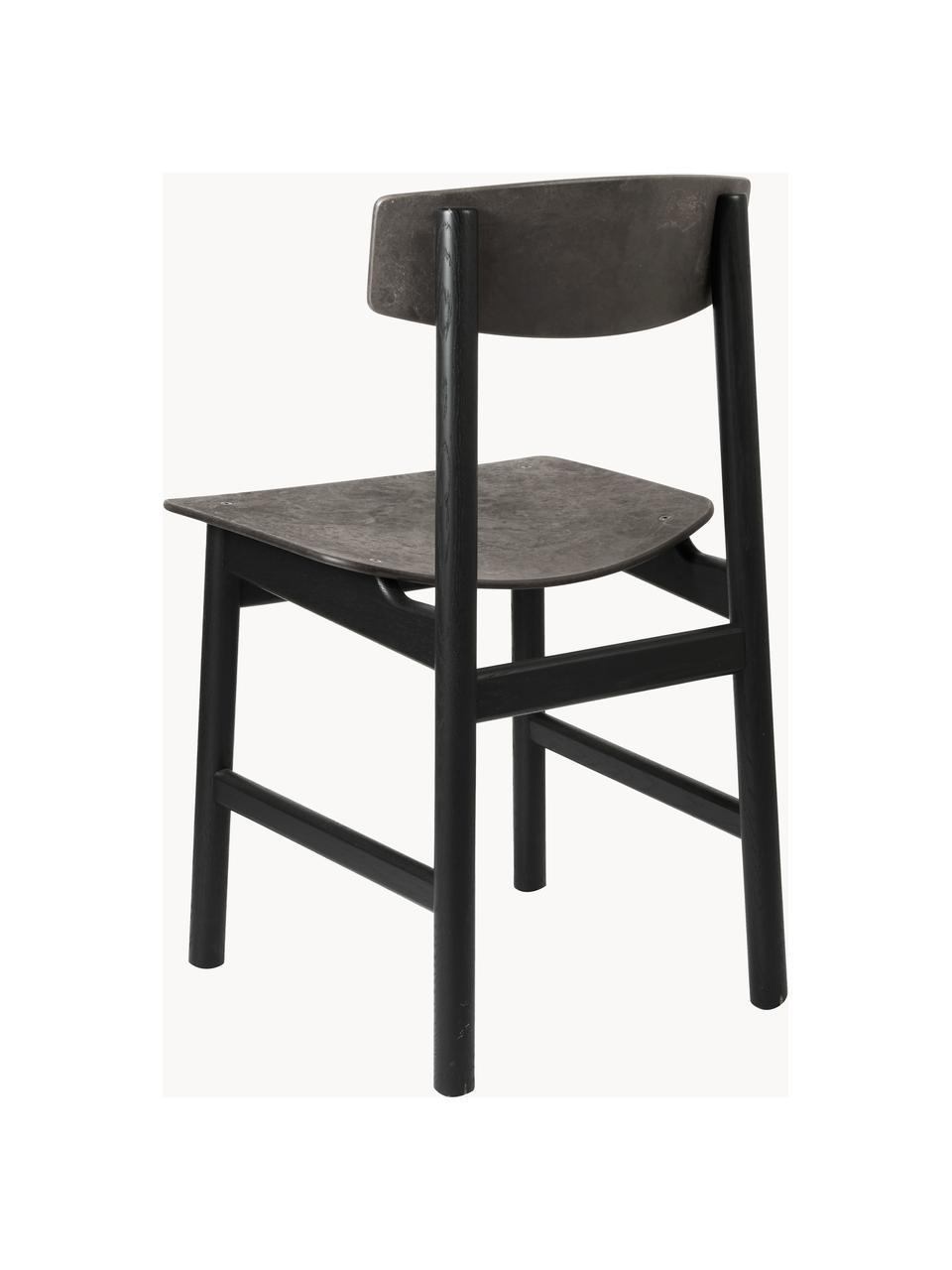 Houten stoel Conscious, Frame: eikenhout Dit product is , Antraciet, eikenhout zwart gelakt, B 47 x D 47 cm