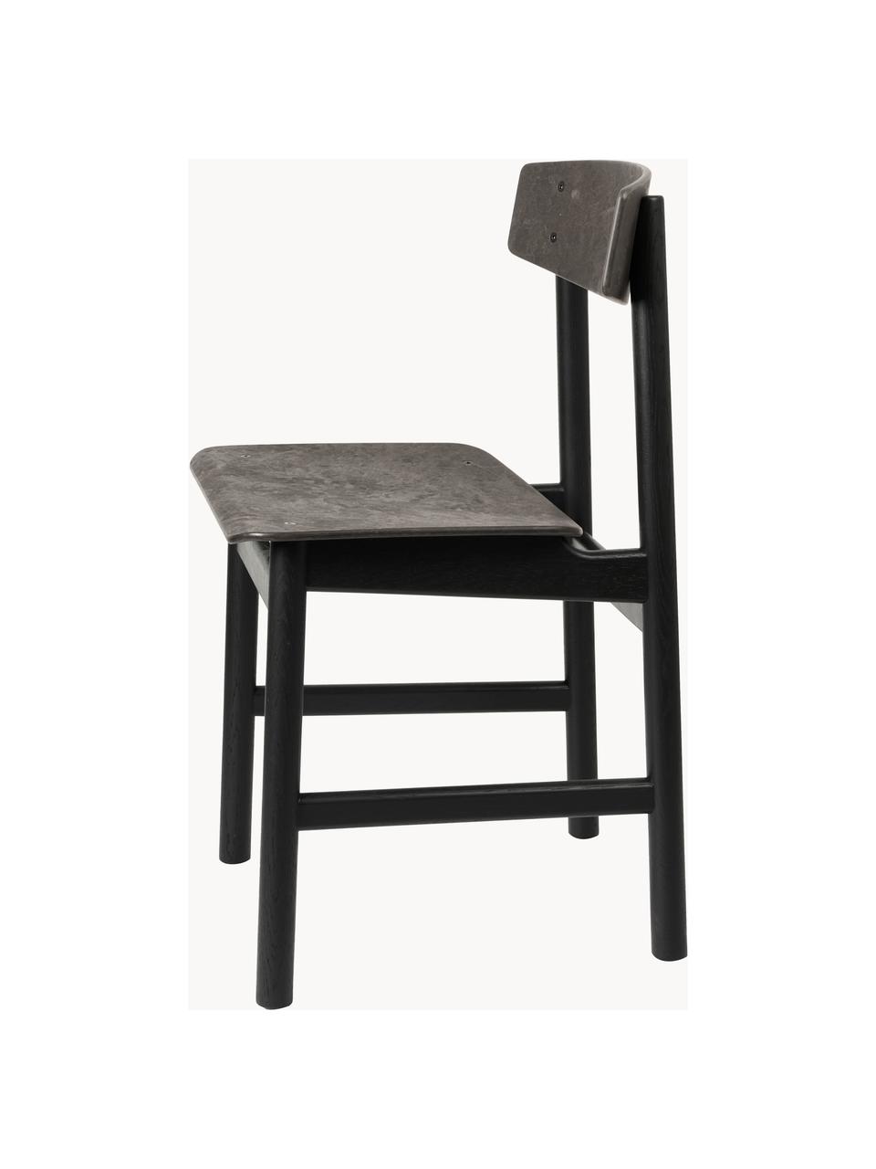 Houten stoel Conscious, Frame: eikenhout Dit product is , Antraciet, eikenhout zwart gelakt, B 47 x D 47 cm
