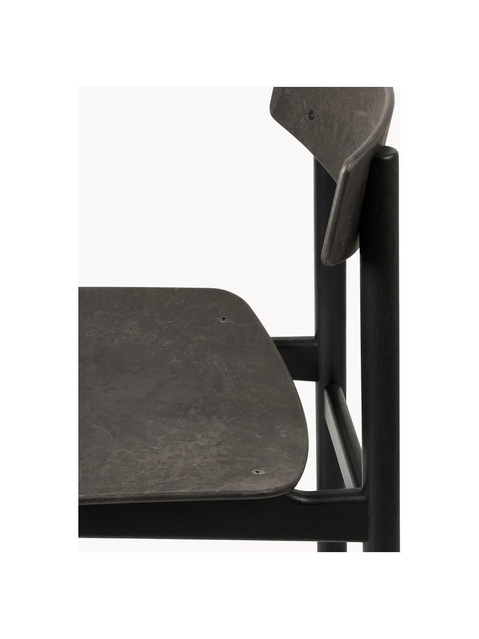 Dřevěná židle Conscious, Antracitová, černě lakované dubové dřevo, Š 47 cm, H 47 cm
