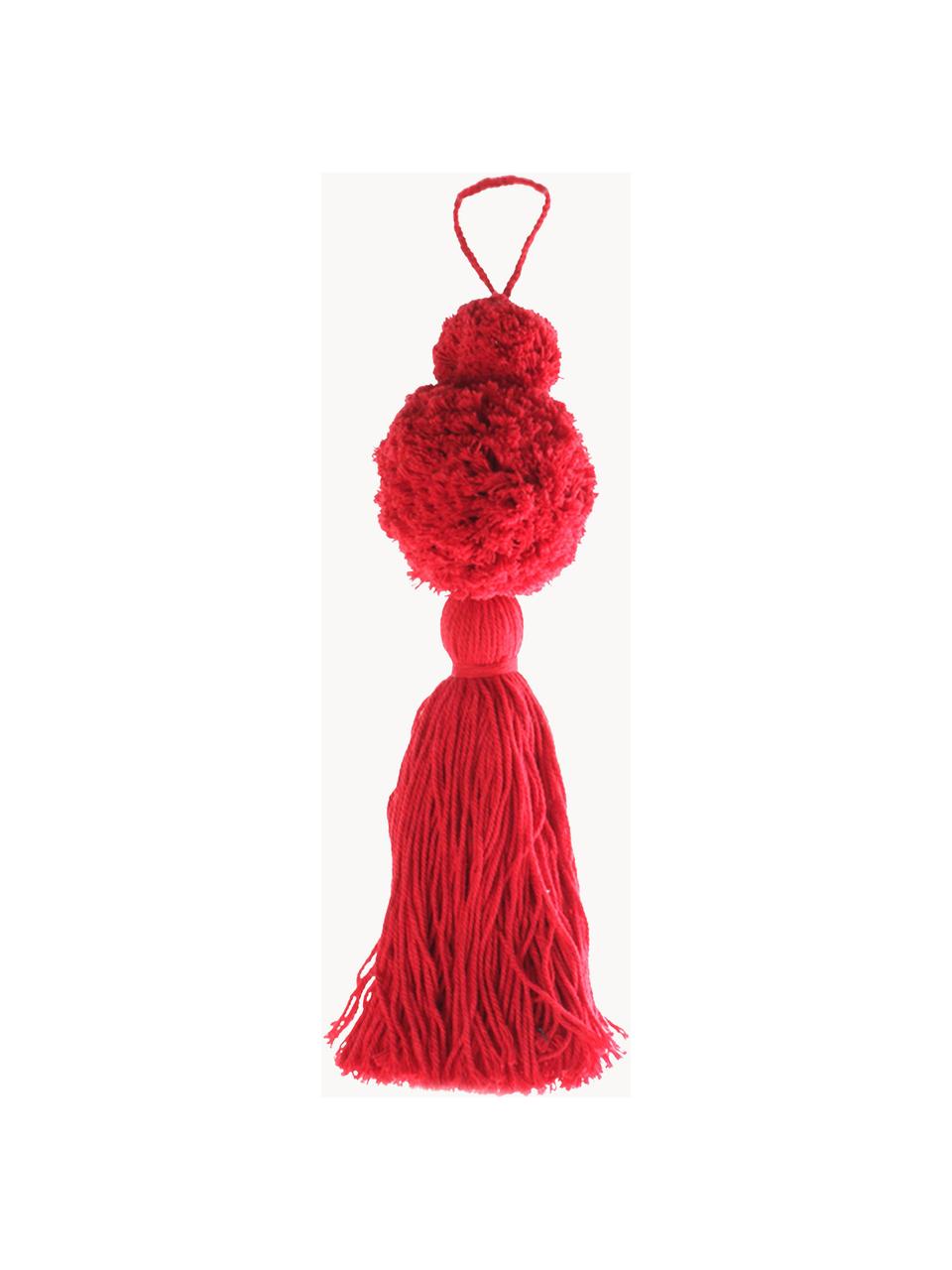 Ciondoli decorativi Pompon alt. 37 cm, 2 pz, Cotone, Rosso, Ø 8 x Alt. 37 cm