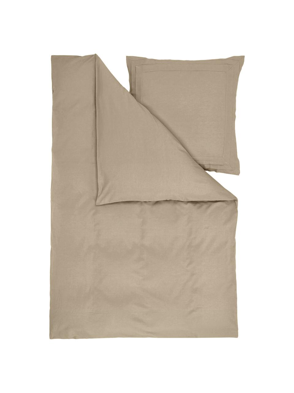 Ľanová posteľná bielizeň s lemovaním Helena, Béžová, 155 x 220 cm + 1 vankúš 80 x 80 cm