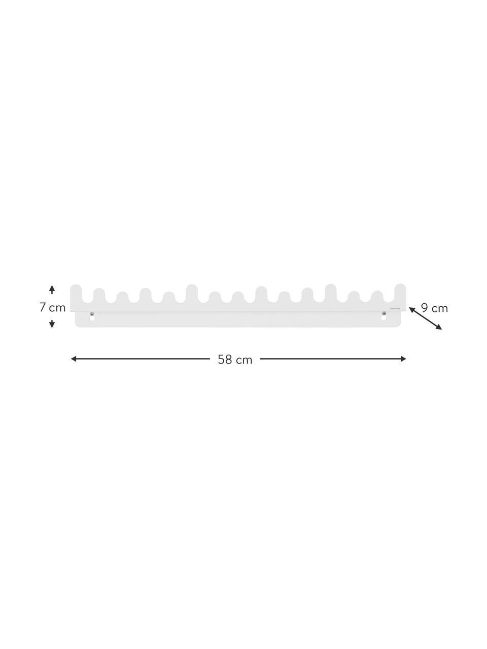 Metalen wandrek Doodle in wit, Gepoedercoat metaal, Wit, B 58 x H 9 cm