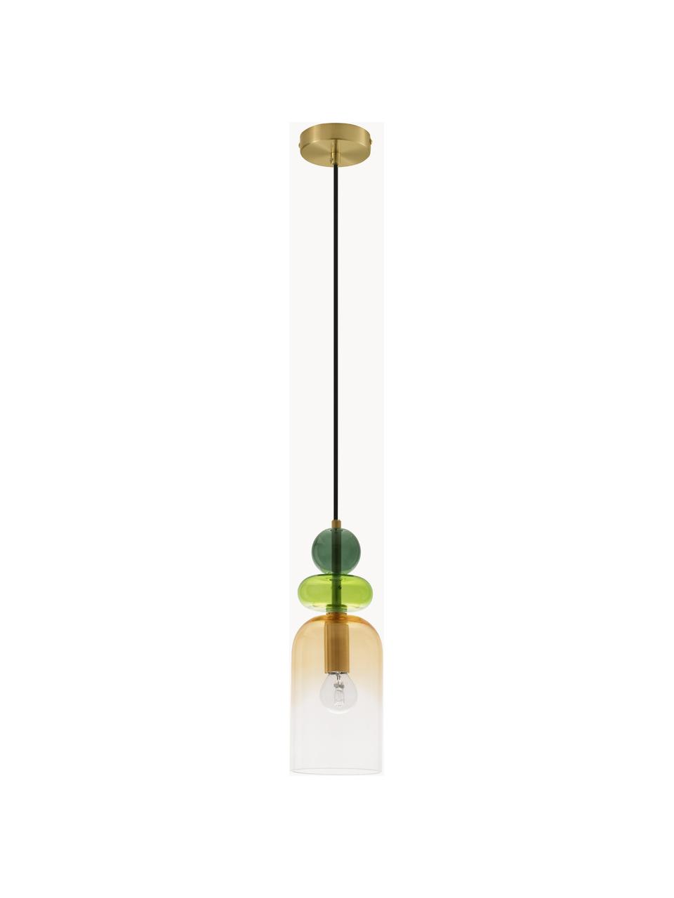 Kleine hanglamp Murano, Groentinten, mosterdgeel, Ø 11 x H 30 cm