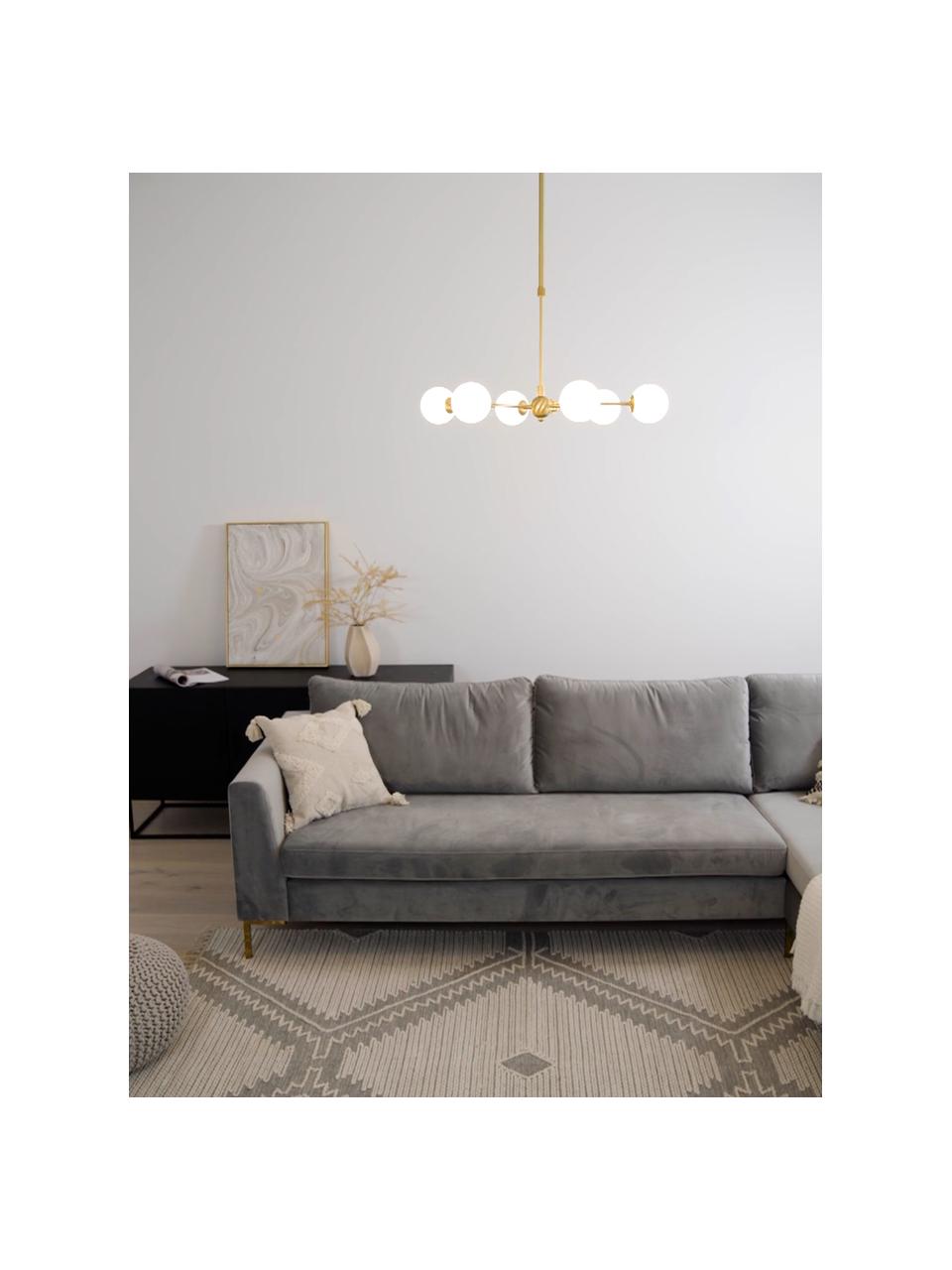 Suspension moderne métal doré Aurelia, Blanc, laiton, Ø 61 x haut. 78 cm