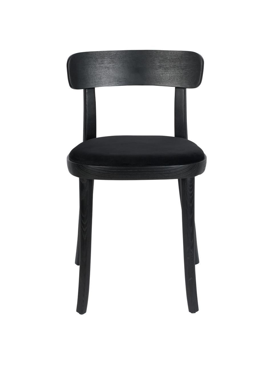 Dřevěná židle se sametovým čalouněním Brandon, Černá, Š 46 cm, H 45 cm