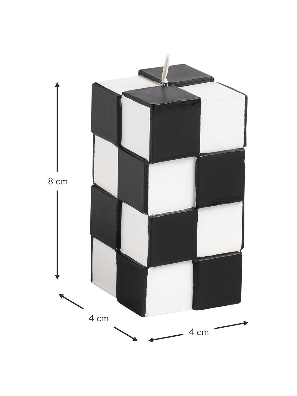 Kaars Tile met tegeleffect, Was, Zwart, wit, B 4 x H 8 cm