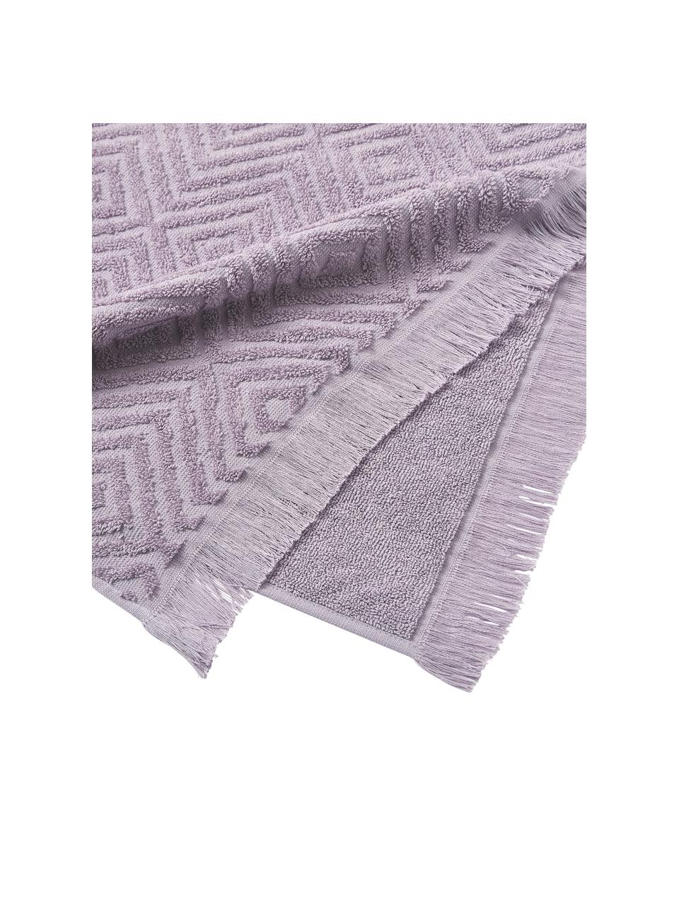 Handtuch-Set Jacqui mit Hoch-Tief-Muster, 3-tlg., Lavendel, Set mit verschiedenen Größen