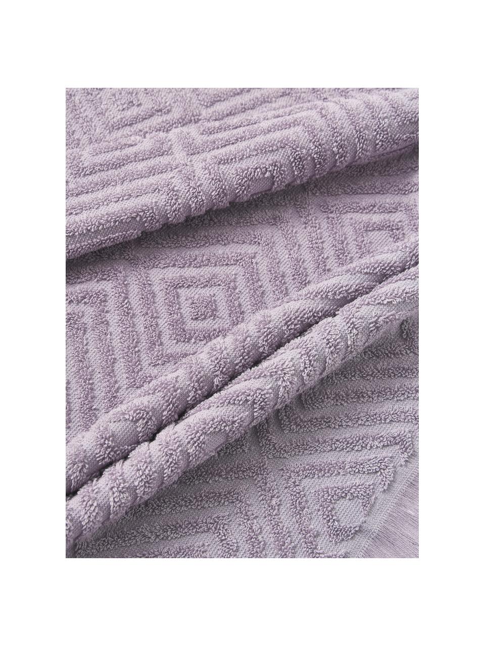 Handtuch-Set Jacqui mit Hoch-Tief-Muster, in verschiedenen Setgrössen, Lavendel, 3er-Set (Gästehandtuch, Handtuch & Duschtuch)