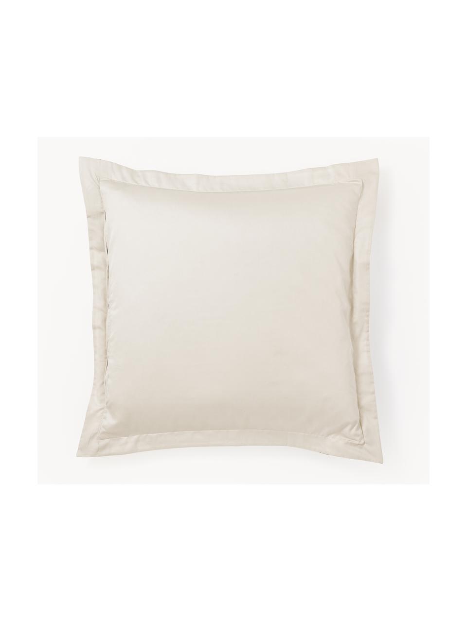 Baumwollsatin-Kopfkissenbezug Margot mit Blumen-Print, Webart: Satin Fadendichte 210 TC,, Off-White, Hellbeige, B 40 x L 80 cm