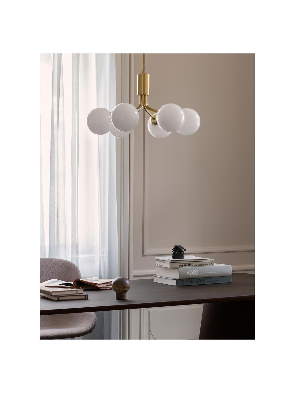 Hanglamp met glazen bollen Apiales, Goudkleurig, wit, Ø 50 x H 26 cm
