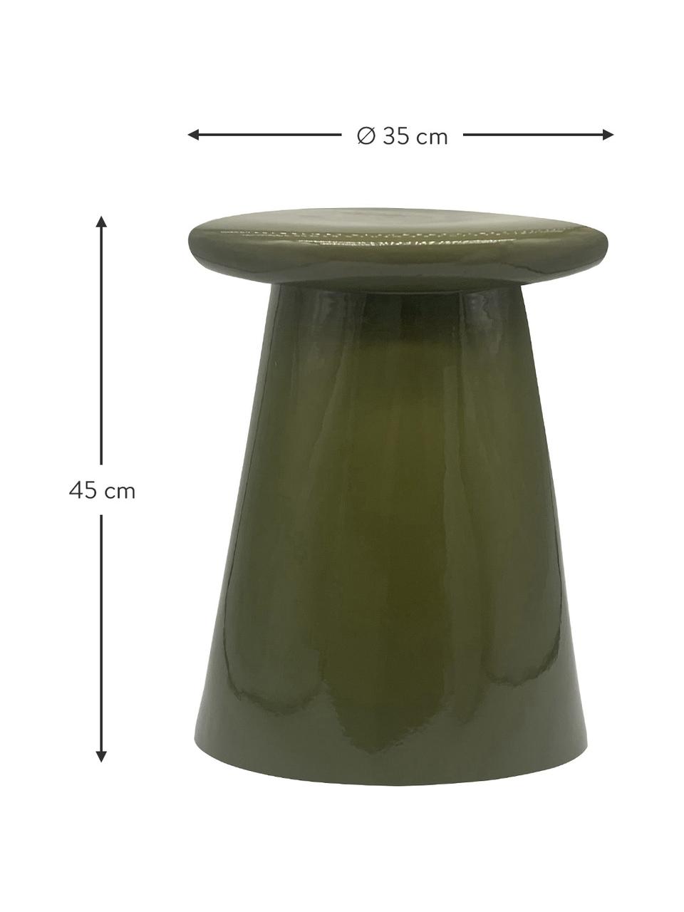 Handgefertigter Beistelltisch Button aus Keramik in Grün, Keramik, Grün, Ø 35 x H 45 cm