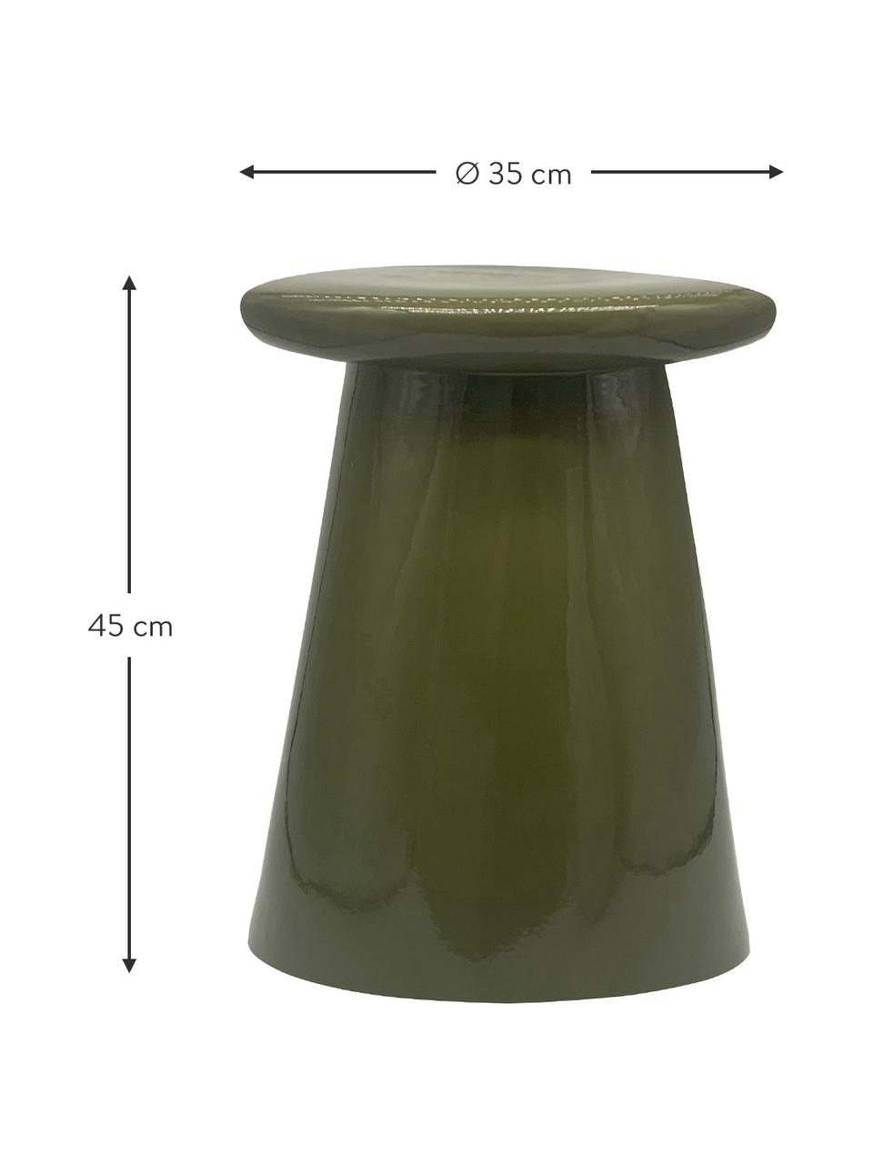 Ručně vyrobený odkládací stolek z keramiky Button, Keramika, Zelená, Ø 35 cm, V 45 cm