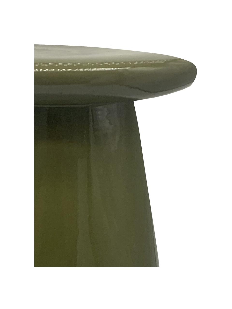 Mesa auxiliar artesanal de cerámica Button, Cerámica, Verde, Ø 35 x Al 45 cm