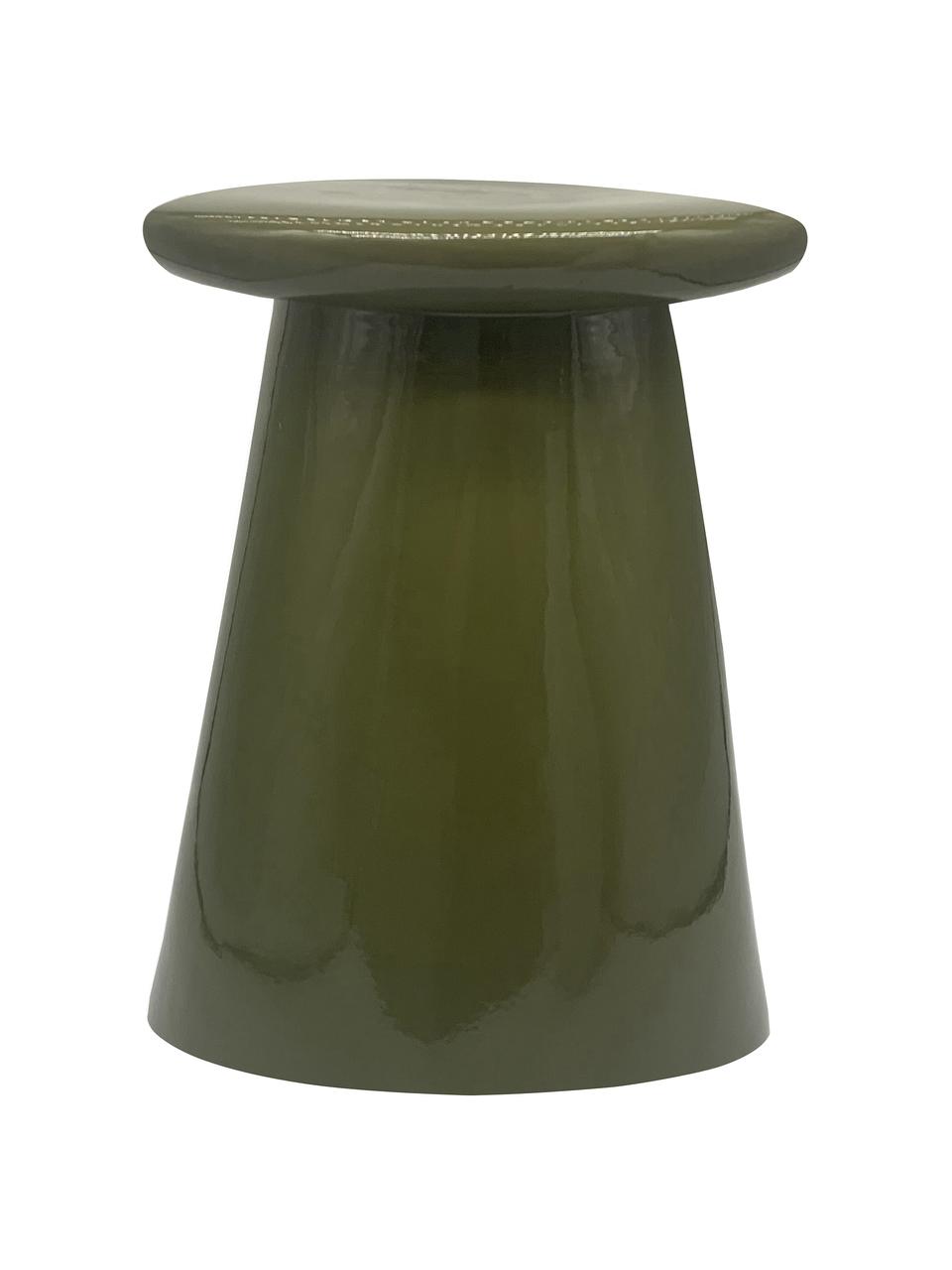 Tavolino fatto a mano in ceramica Button, Ceramica, Verde, Ø 35 x Alt. 45 cm
