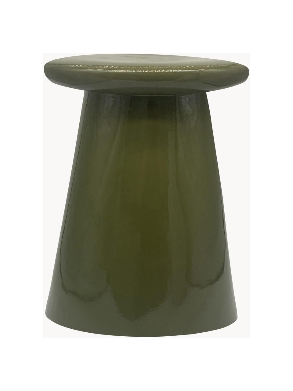 Mesa auxiliar artesanal de cerámica Button, Cerámica, Verde, Ø 35 x Al 45 cm