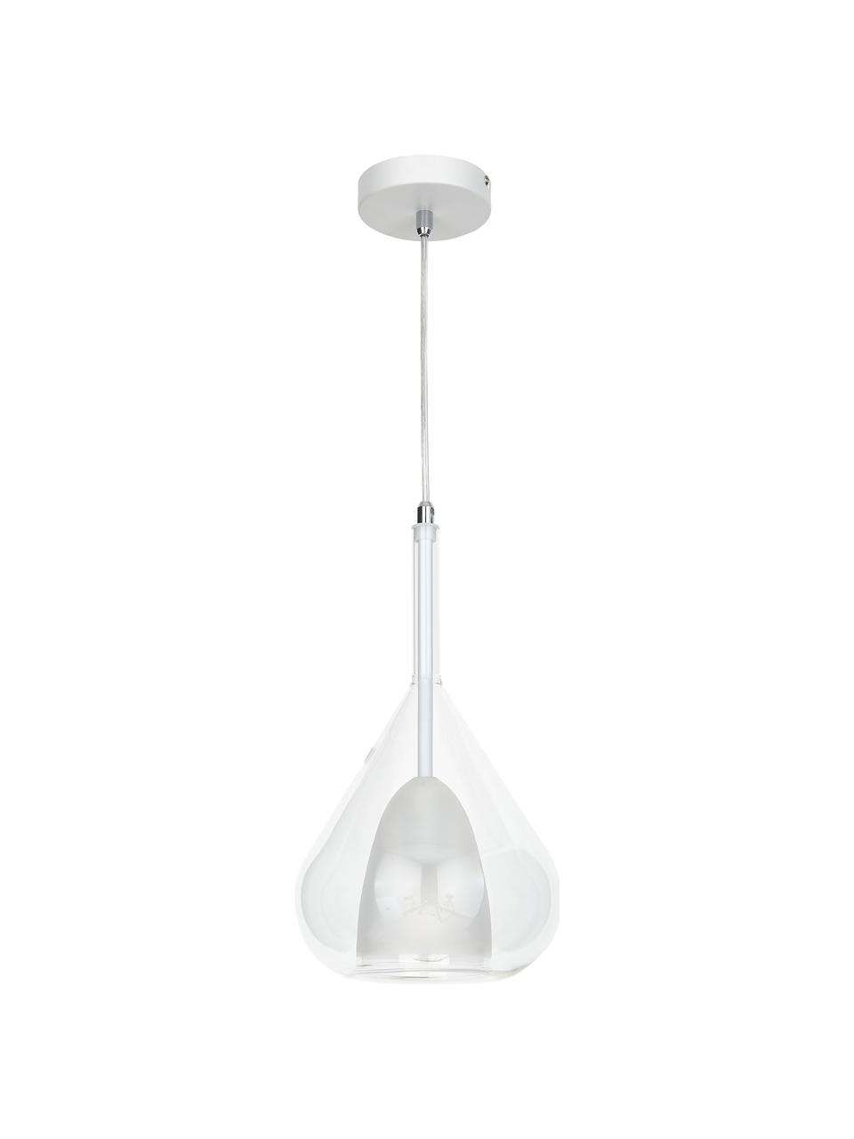 Kleine hanglamp Lila van glas, Lampenkap: glas, Diffuser: opaalglas, Baldakijn: gecoat metaal, Transparant, Ø 20  x H 35 cm