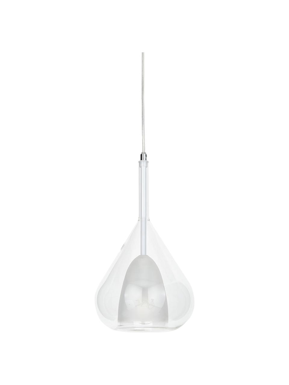 Kleine hanglamp Lila van glas, Lampenkap: glas, Diffuser: opaalglas, Baldakijn: gecoat metaal, Transparant, Ø 20  x H 35 cm