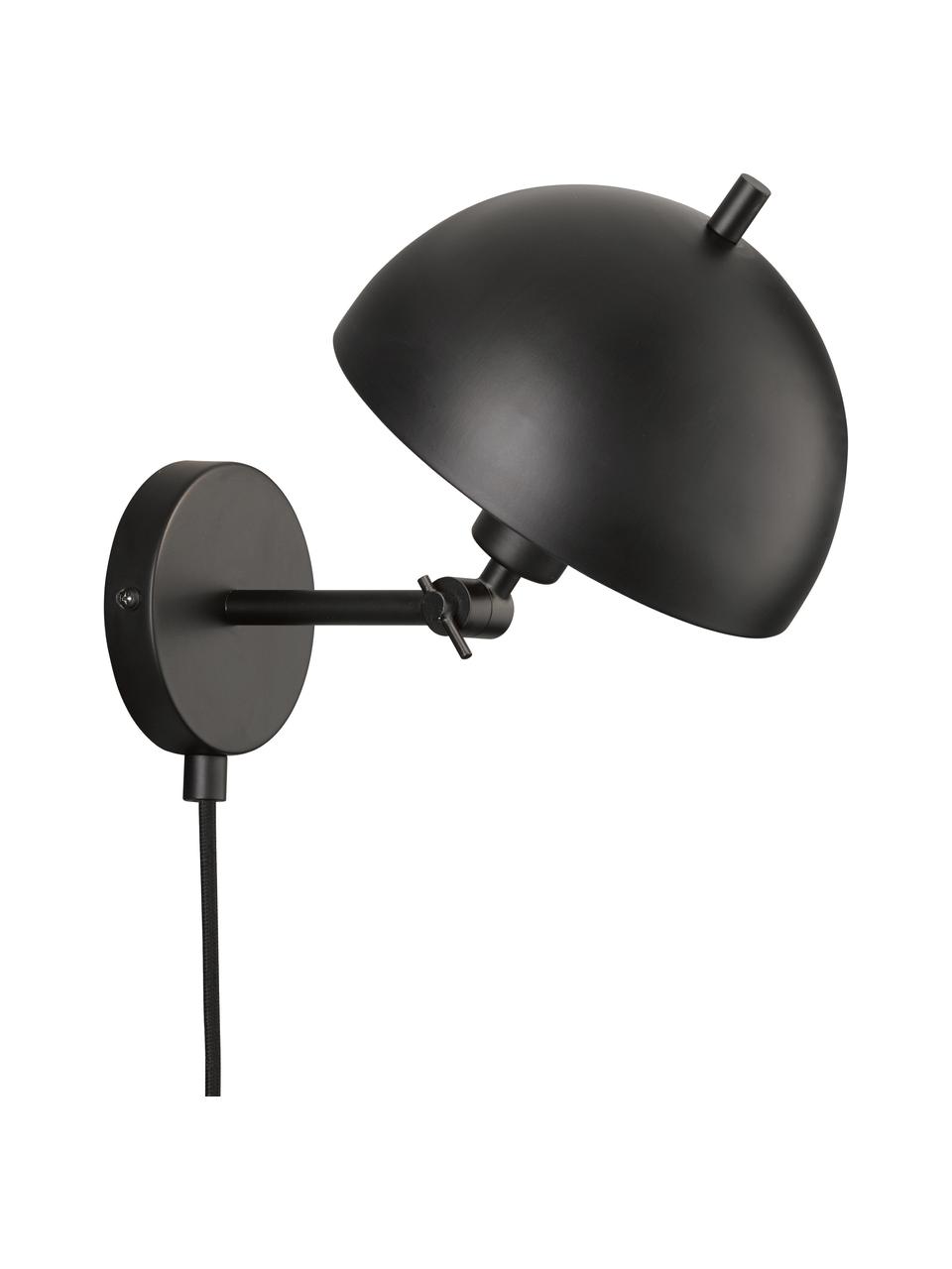 Verstellbare Retro-Wandleuchte Kia mit Stecker, Lampenschirm: Metall, beschichtet, Schwarz, 20 x 25 cm