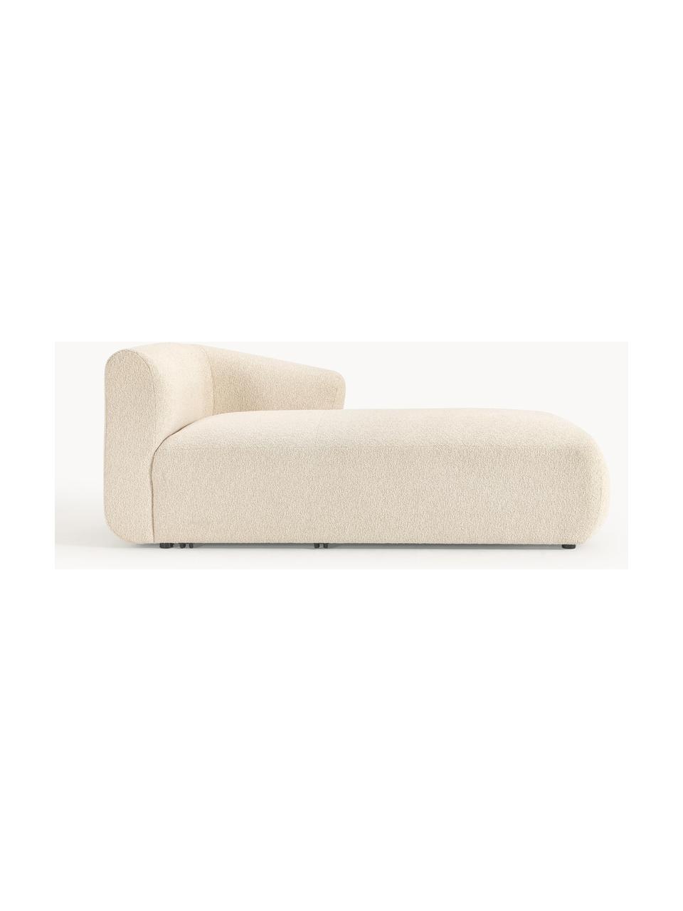 Modulo angolare in tessuto bouclé Sofia, Rivestimento: bouclé (100% poliestere) , Struttura: legno di abete rosso, tru, Piedini: plastica Questo prodotto , Bouclé beige chiaro, Larg. 185 x Prof. 92 cm, chaise longue a destra