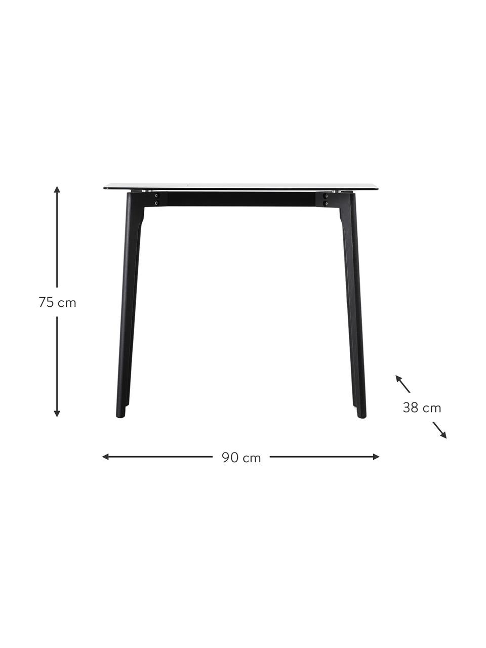 Consolle con piano in vetro Blair, Gambe: legno di quercia laccato, Trasparente, nero, Larg. 90 x Prof. 38 cm