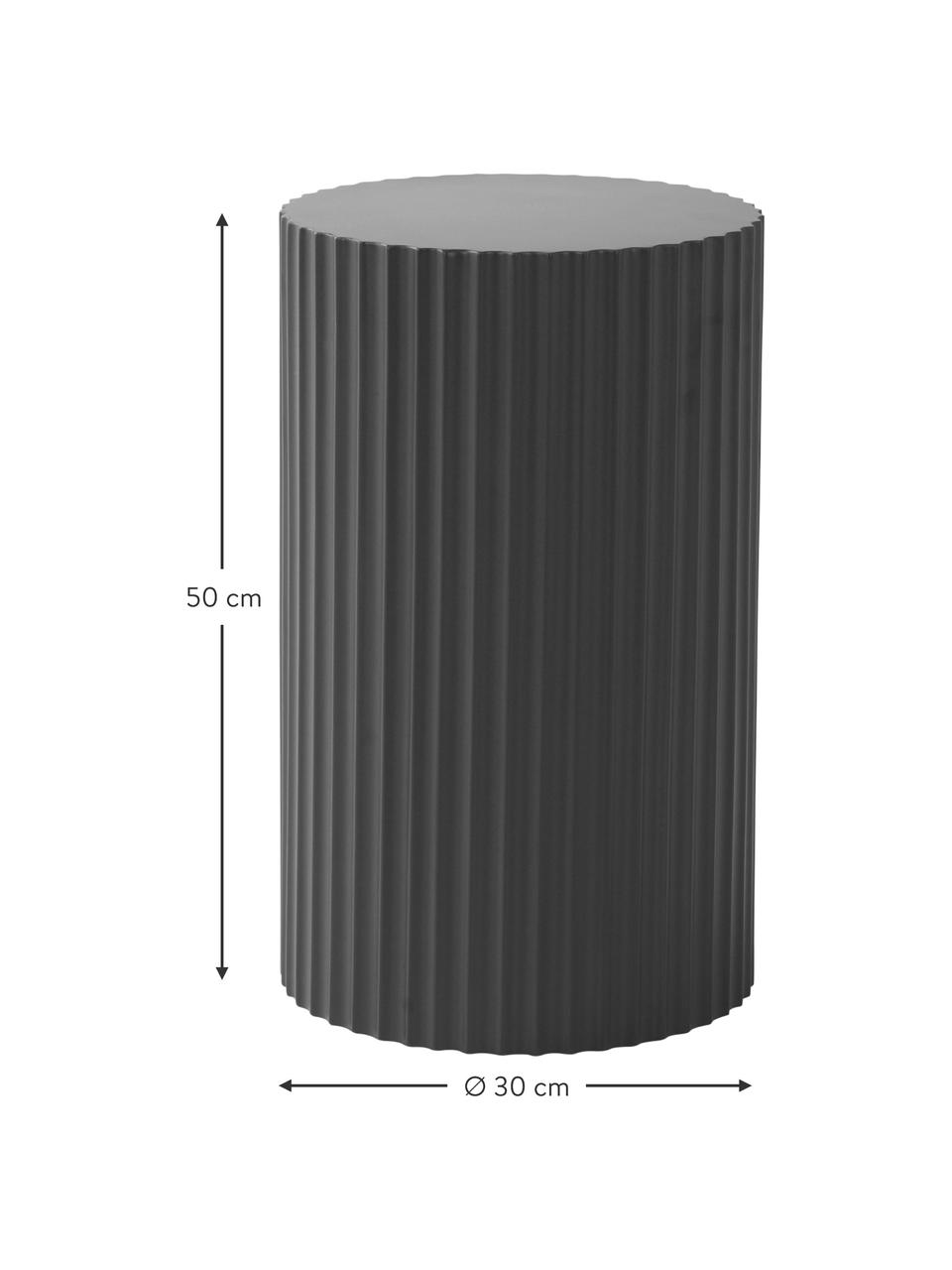 Dekorativní sloup s rýhovaným reliéfem Lunden, Lakovaná MDF deska (dřevovláknitá deska střední hustoty), Černá, Ø 30 cm, V 50 cm