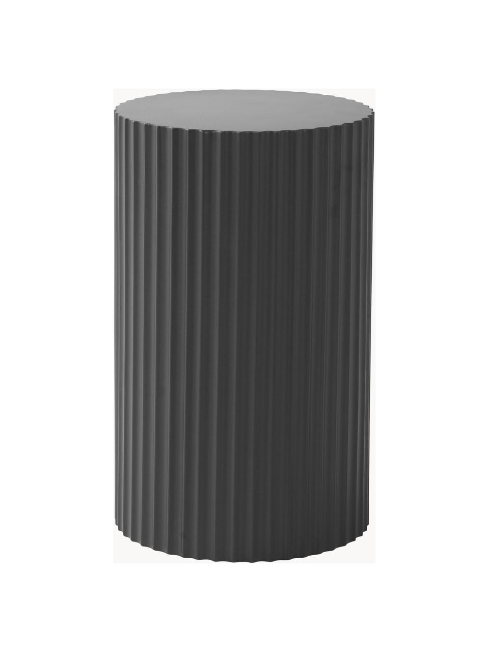Dekorativní sloup s rýhovaným reliéfem Lunden, Lakovaná MDF deska (dřevovláknitá deska střední hustoty), Černá, Ø 30 cm, V 50 cm