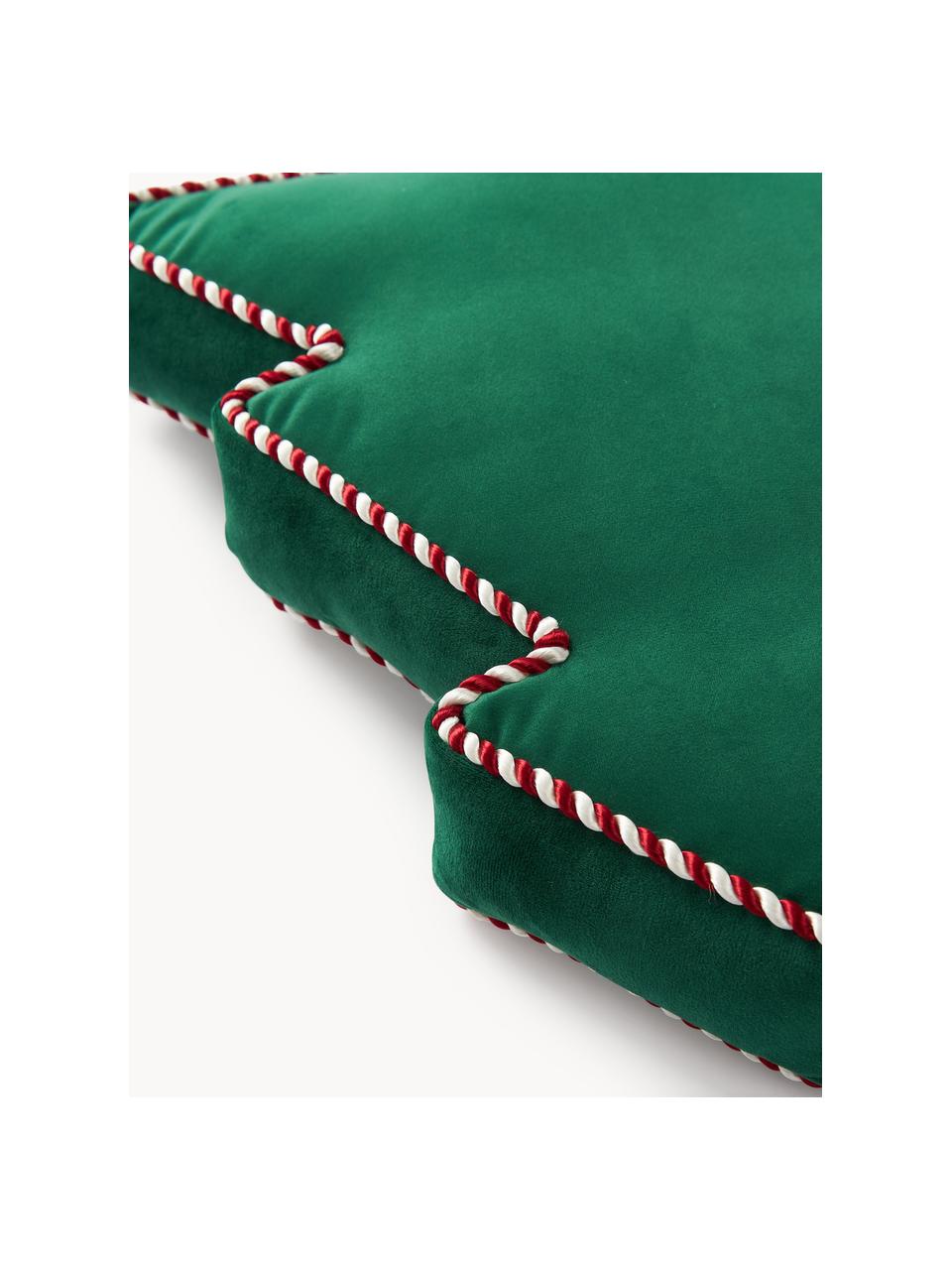Cuscino arredo natalizio in velluto Ziva, Rivestimento: 100% velluto in poliester, Verde scuro, Larg. 35 x Lung. 40 cm