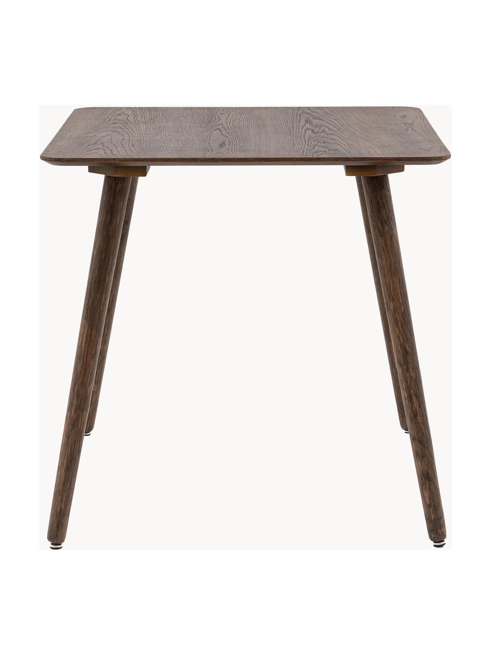 Tavolo in legno Hatfield, 77 x 77 cm, Gambe: pannello di fibra a media, Legno di quercia laccato scuro, Larg. 77 x Prof. 77 cm
