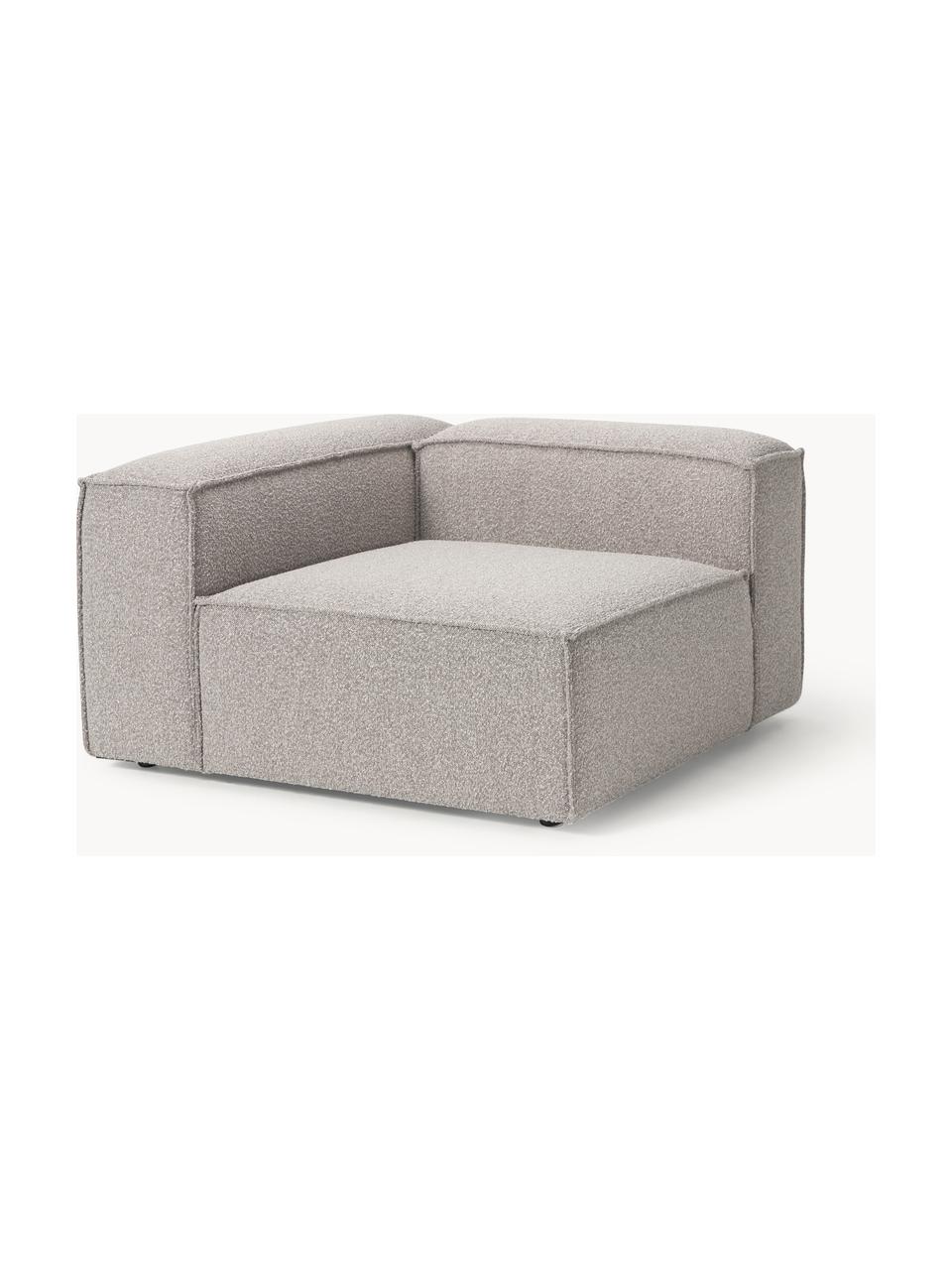 Eckmodul Lennon aus Bouclé, Bezug: Bouclé (100 % Polyester) , Gestell: Massives Kiefernholz, Spe, Füße: Kunststoff Dieses Produkt, Bouclé Taupe, B 119 x T 119 cm, Eckteil links