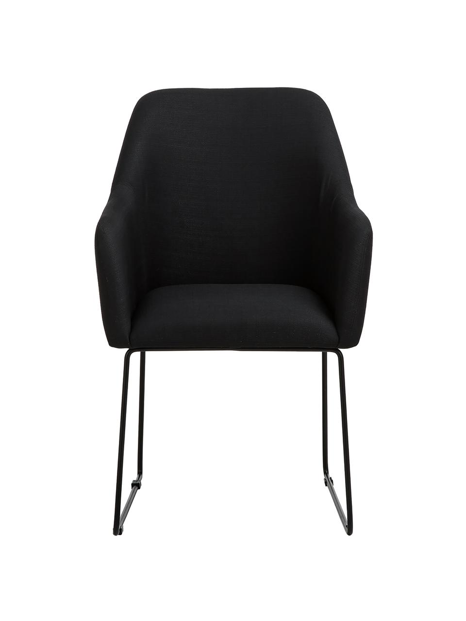 Silla con reposabrazos Isla, Tapizado: poliéster Alta resistenci, Patas: metal con pintura en polv, Tejido negro, negro, An 58 x F 62 cm