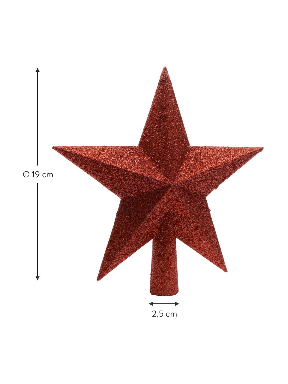 Cimier sapin incassable Morning Star, Ø 19 cm, Plastique, paillettes, Rouge de Noël, Ø 19 cm