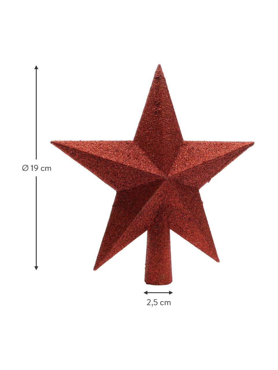 Onbreekbare kerstboom topper Morning Star, H 19 cm, Kunststof, glitter, Kerstrood, H 19 cm