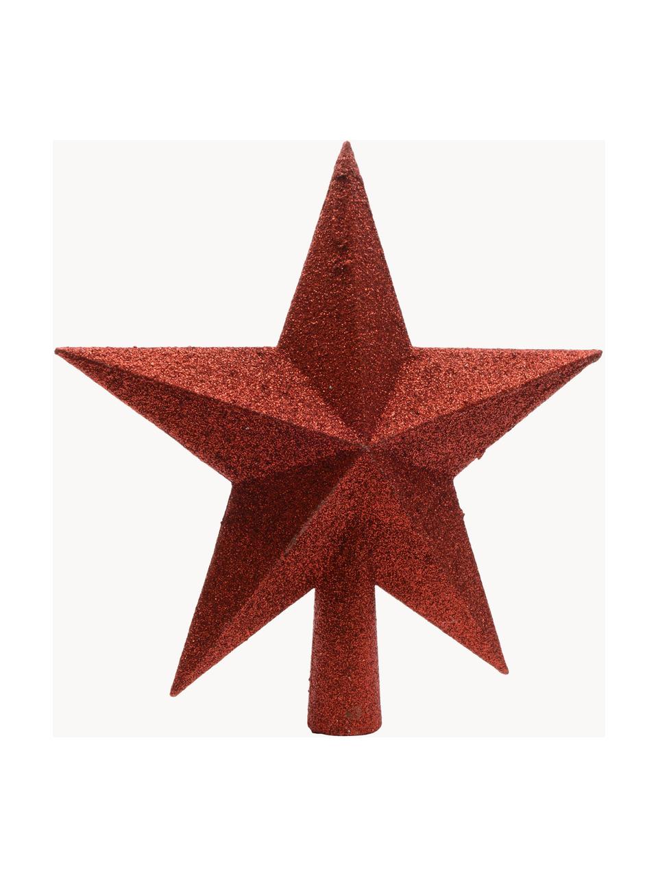 Špic na vianočný stromček Morning Star, V 19 cm, Umelá hmota, trblietky, Vianočná červená, Ø 19 cm
