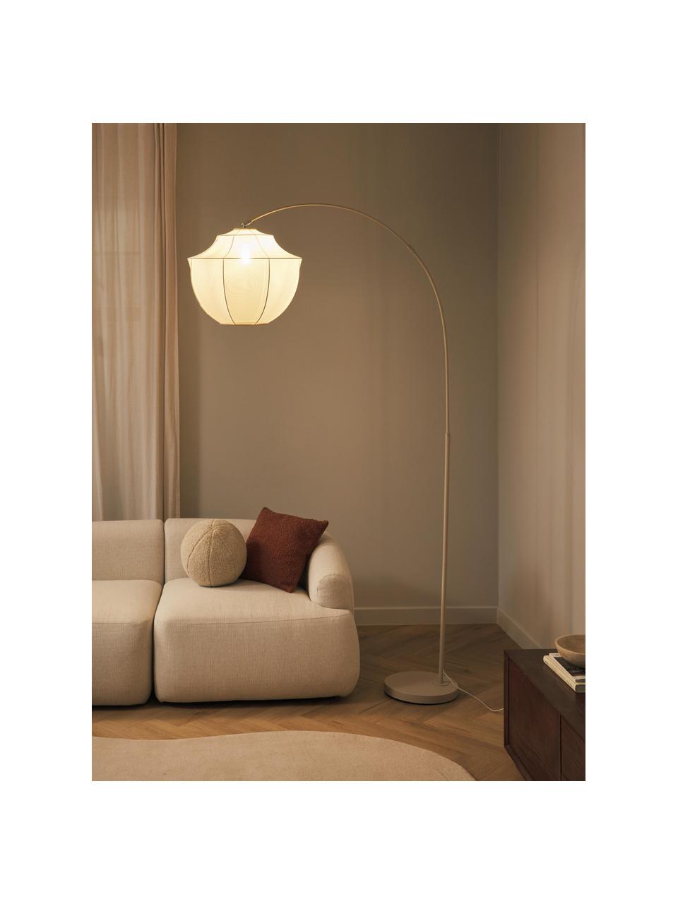 Grand lampadaire arc en tulle Beau, Beige clair, haut. 219 cm