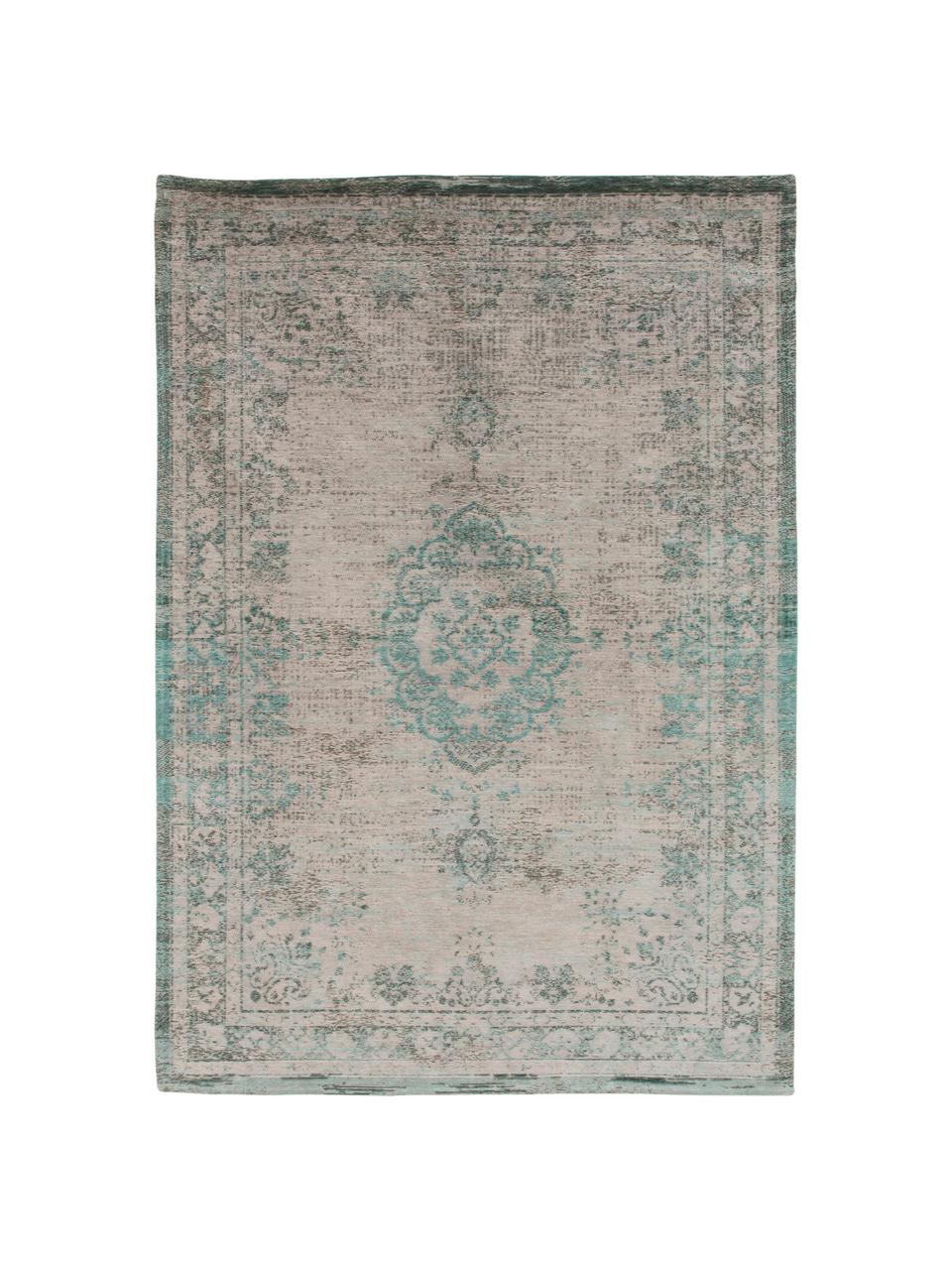 Ženilkový koberec vo vintage štýle Medaillon, Zelená, ružová