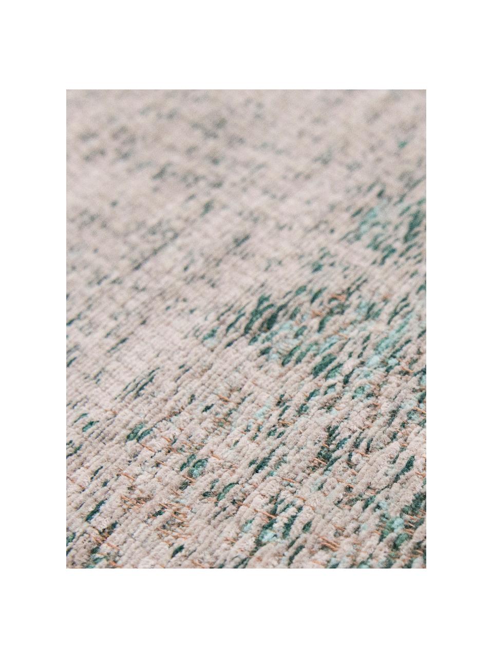 Tapis vintage chenille Medaillon, Vert, rose